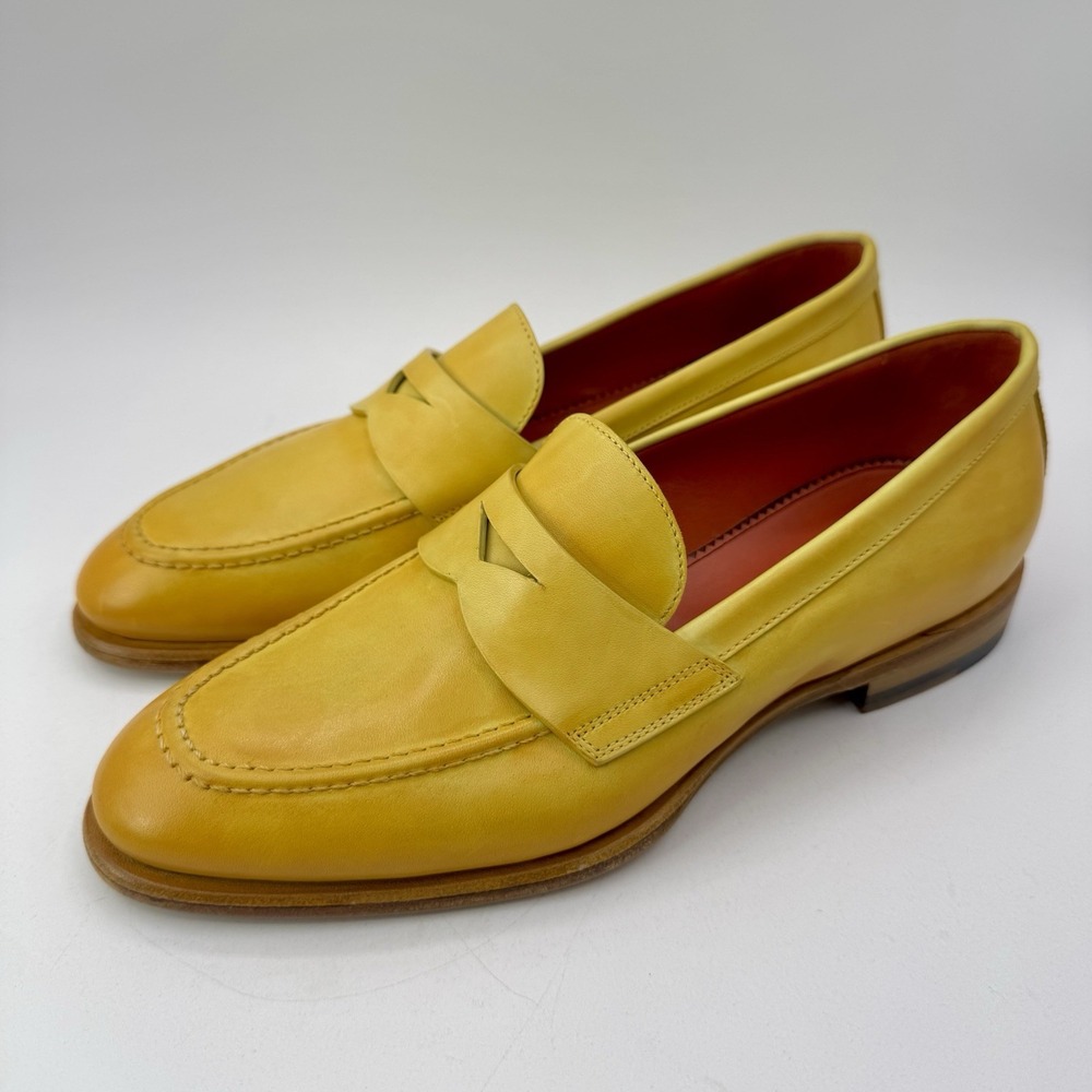 Santoni Famed Penny Loafers Women's Size 8 EU 38 Yellowβ Ombre Italian Leather